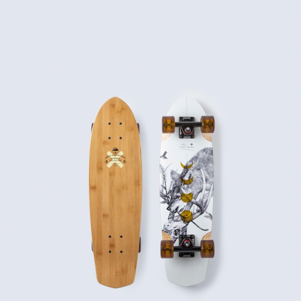 Arbor Bamboo Pocket Rocket White/Black 27 IN Complete Cruiser