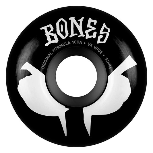 Bones Wheels OG Formula V4 Wide 100A 52mm Black Skateboard Wheels (4Pk)