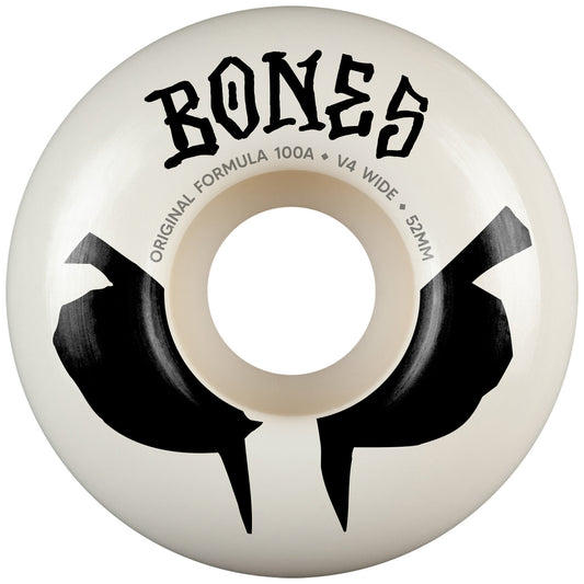 Bones Wheels OG Formula V4 Wide 100A 52mm White Skateboard Wheels (4Pk)