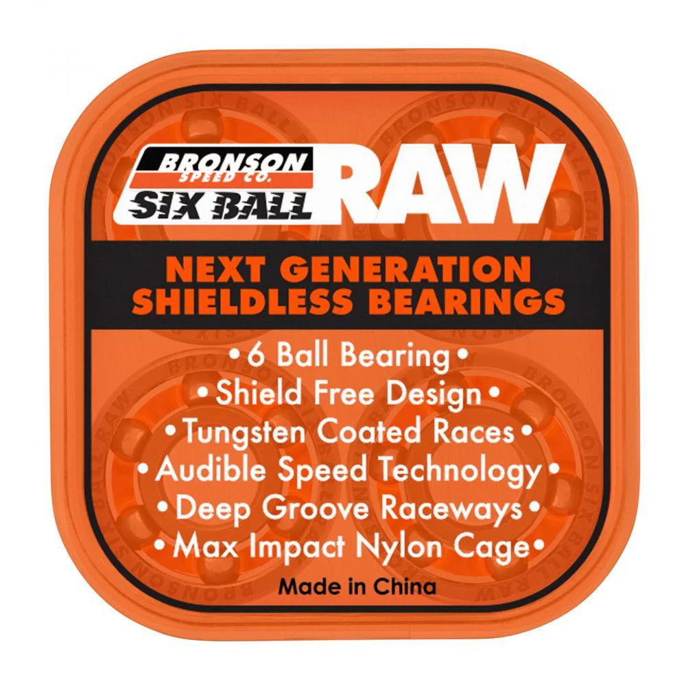 BRONSON SPEED CO. SKATEBOARD BEARINGS RAW 6 BALL (PK OF 8)