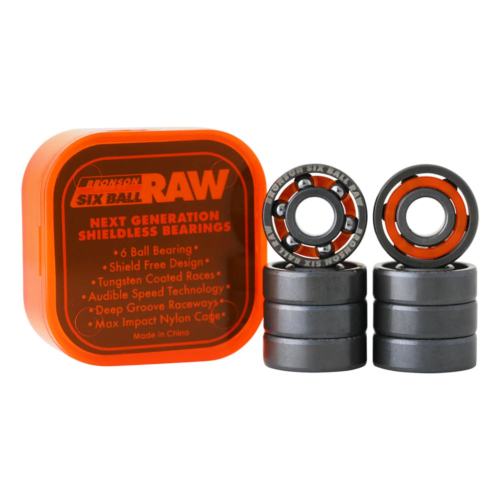 BRONSON SPEED CO. SKATEBOARD BEARINGS RAW 6 BALL (PK OF 8)