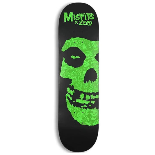Zero Skateboard Deck Misfits Fiend Skull Green 8.375"