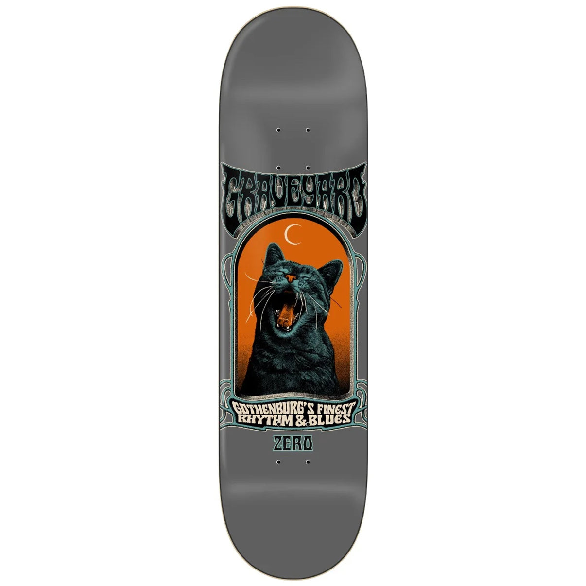 Zero Skateboard Deck Graveyard Screaming Cat 8.5"