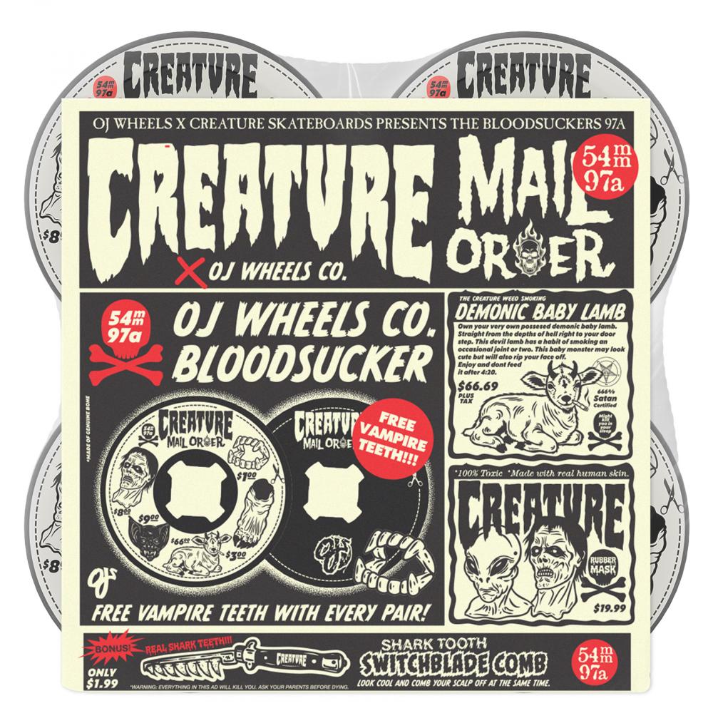OJ Wheels Mail Order Bloodsuckers Black 78A 55mm Skateboard Wheels (4Pk)