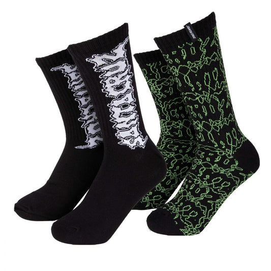 Santa Cruz Punk Web Socks (2 Pack) Black/Green Web