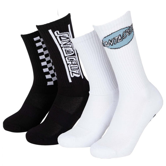 Santa Cruz Finish Line Socks (2 Pack) Black & White