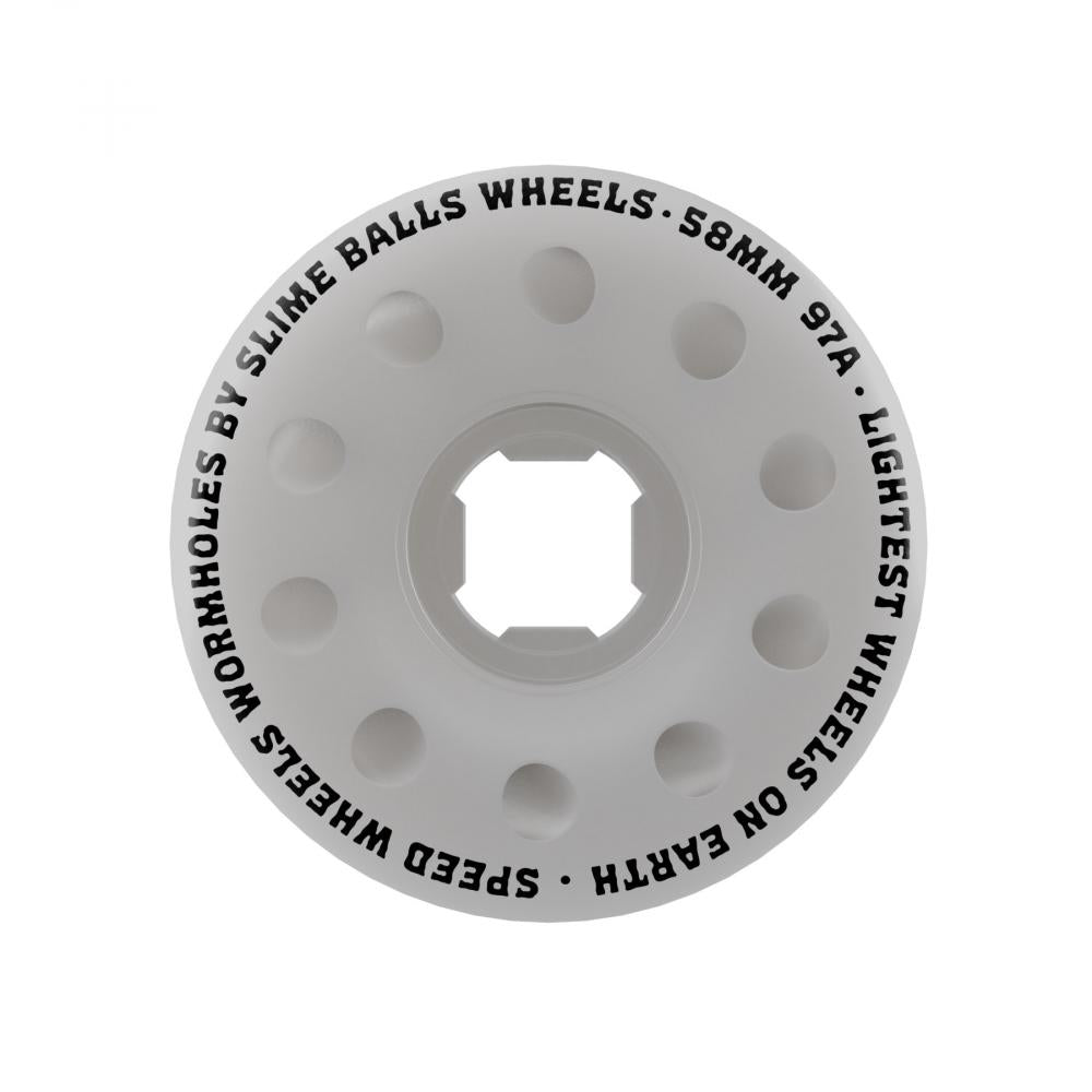 Slime Balls Worm Holes 97A 58mm White Skateboard Wheels (4Pk)