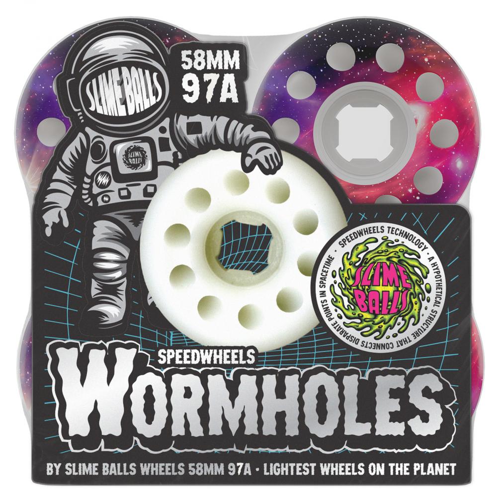 Slime Balls Worm Holes 97A 58mm White Skateboard Wheels (4Pk)
