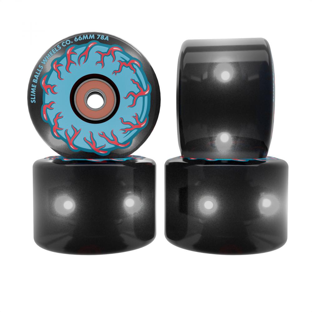 Slime Balls Prayer Candle Light Ups OG 66mm Black Skateboard Wheels (4Pk)