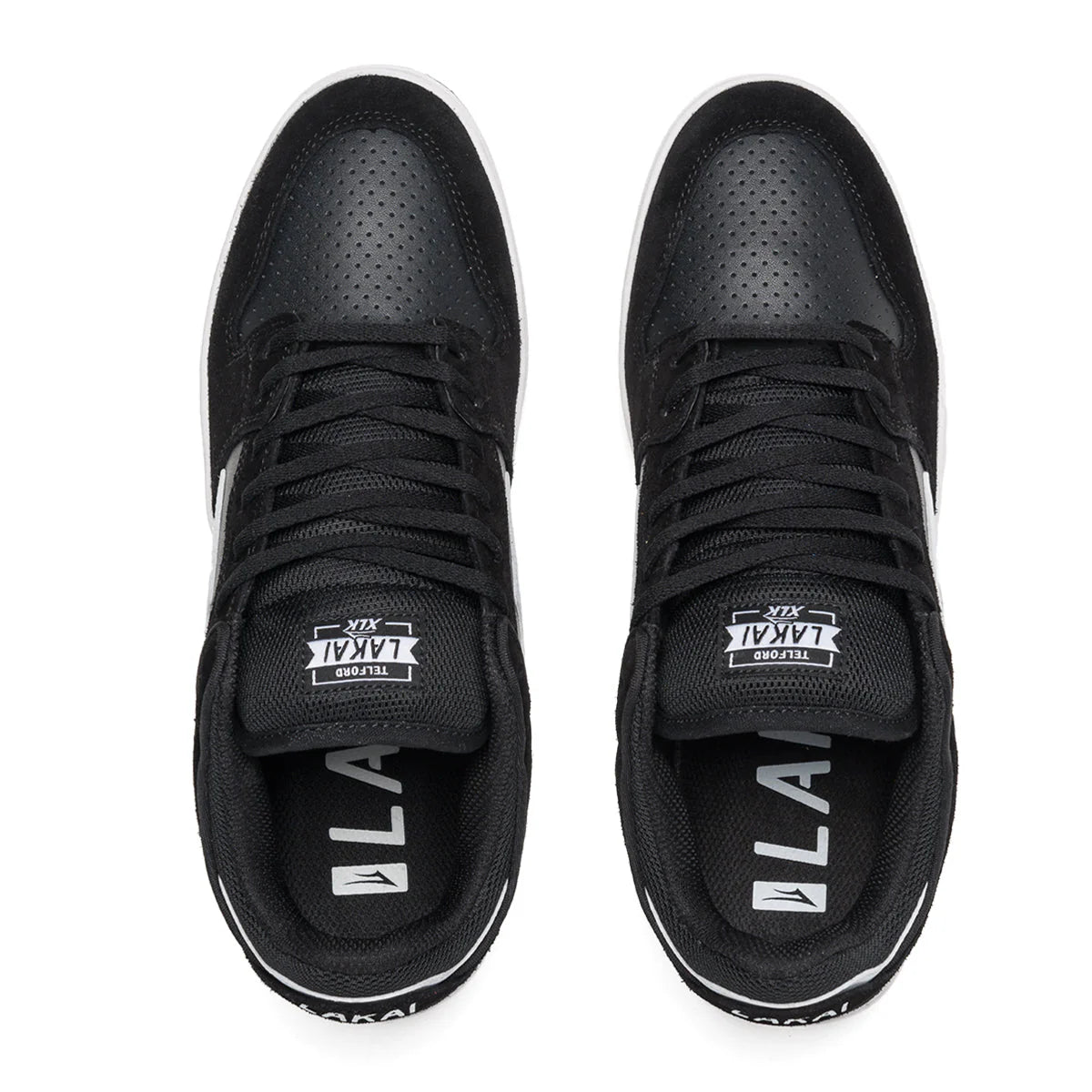 Lakai Telford Low Black White Suede Skate Shoes