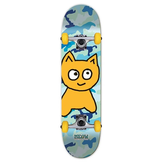 Meow Big Cat Camo Blue Complete Skateboard 7.5"