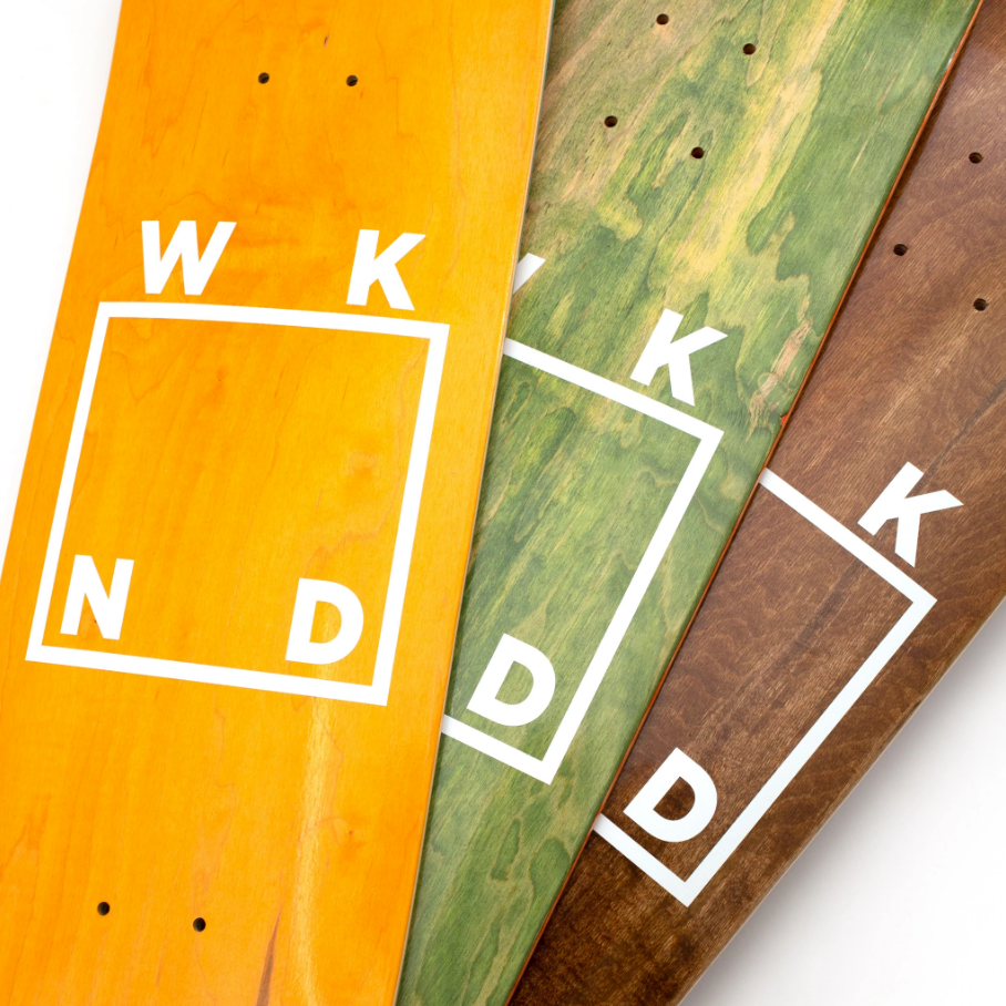 WKND White Logo Mini Skateboard Deck 7.25" (Various Woodstains)