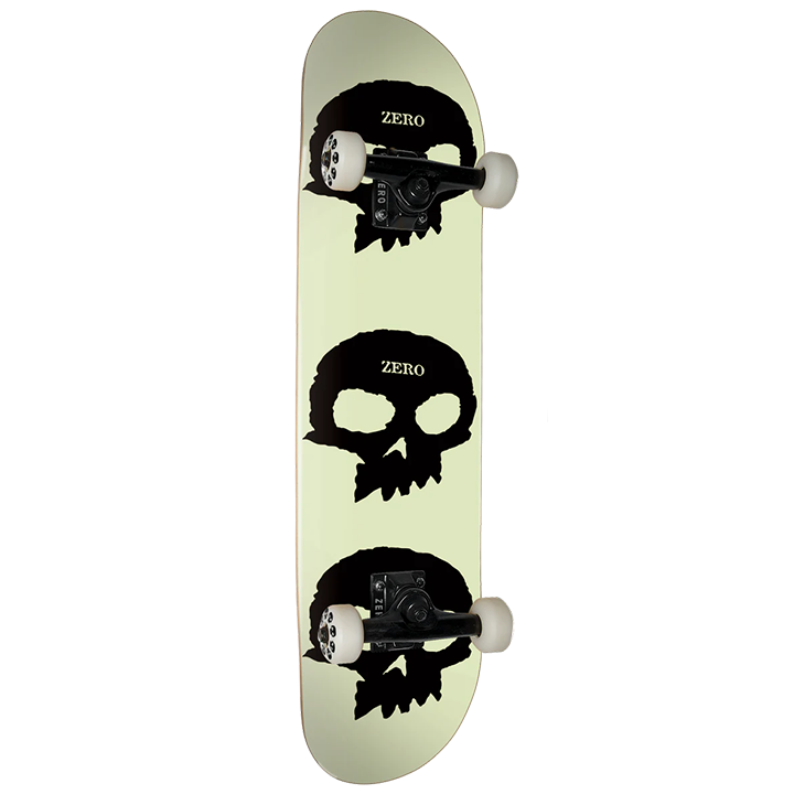 Zero Complete Skateboard 3 Skull Glow in the Dark 8"