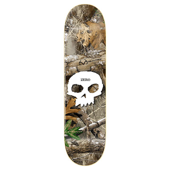 Zero x Realtree Skateboard Deck Single Skull White 8.5"