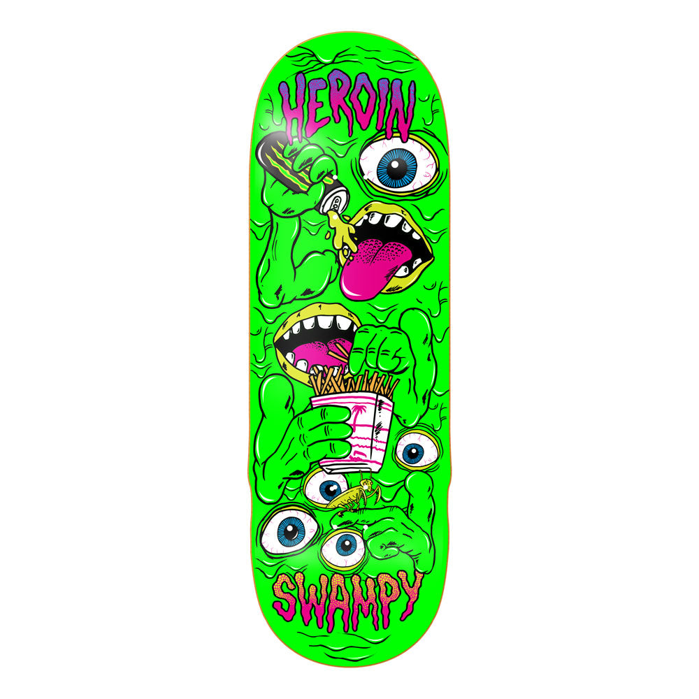 Heroin Skateboards Swampy Mutate Or Die Skateboard Deck 10.2"