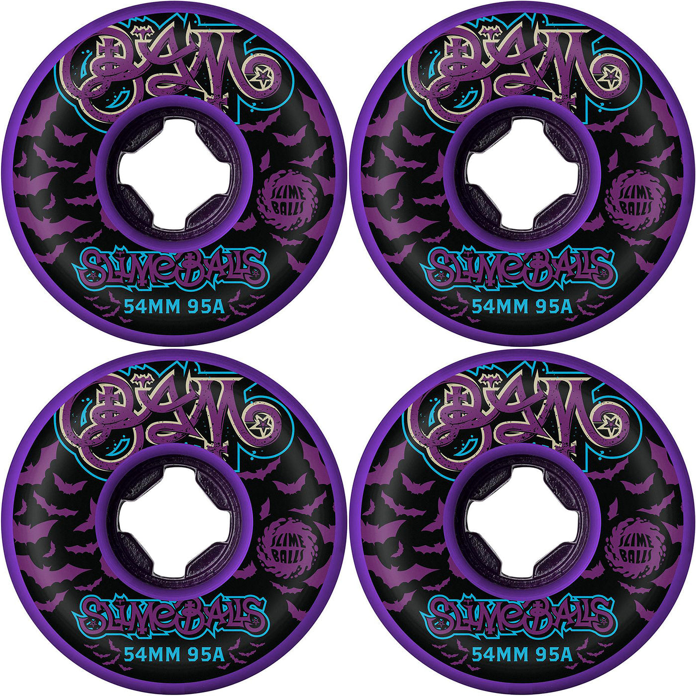 Slime Balls Bam Margera Guest Hardline 95a Purple 54MM Skateboard Wheels