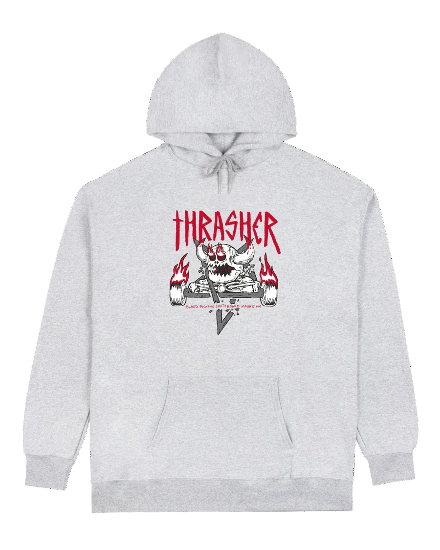 Thrasher x Toy Machine Monster-Gram Hooded Sweatshirt Ash Grey