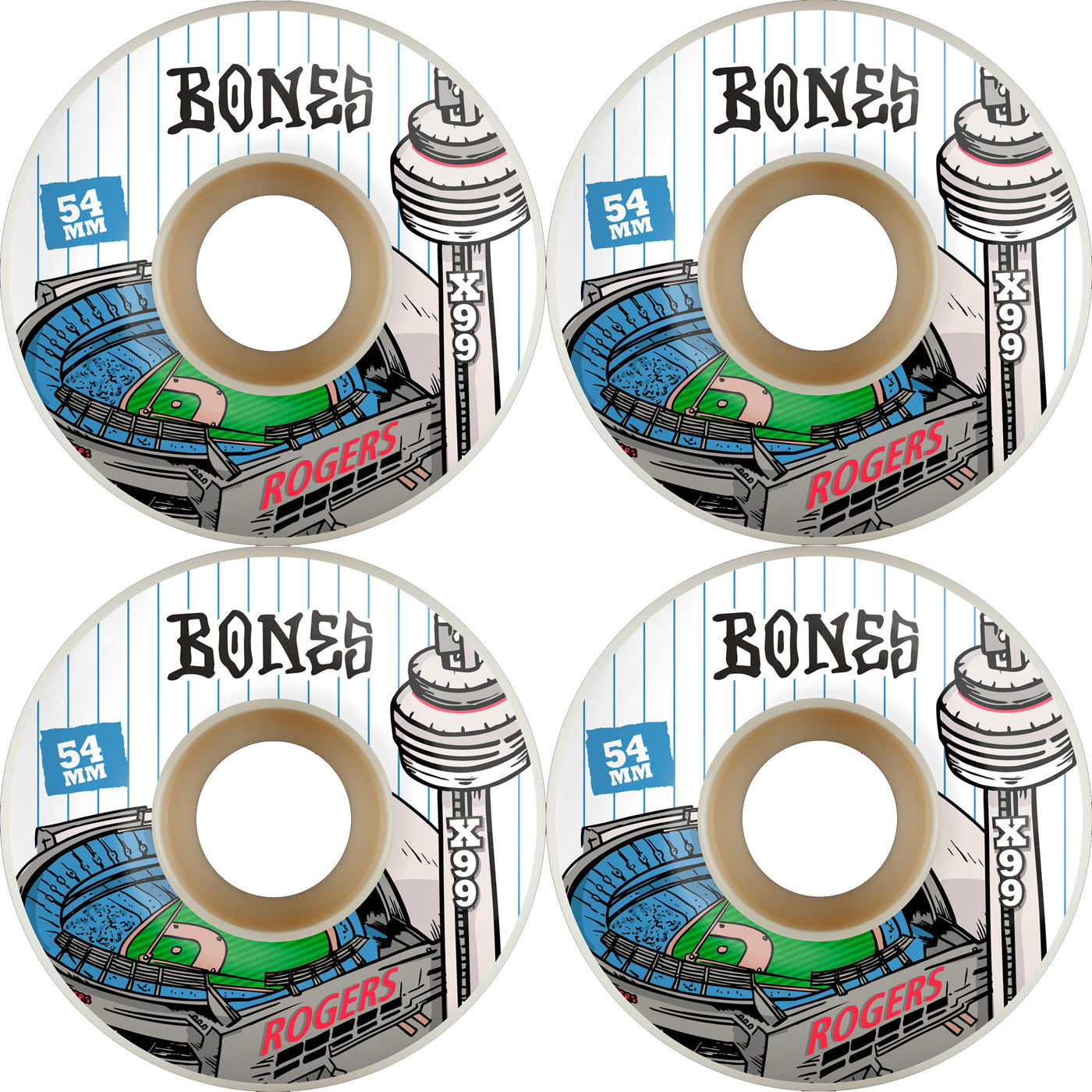 Bones Wheels X Formula Rogers V1 Standard 99A 54mm Skateboard Wheels (4Pk)