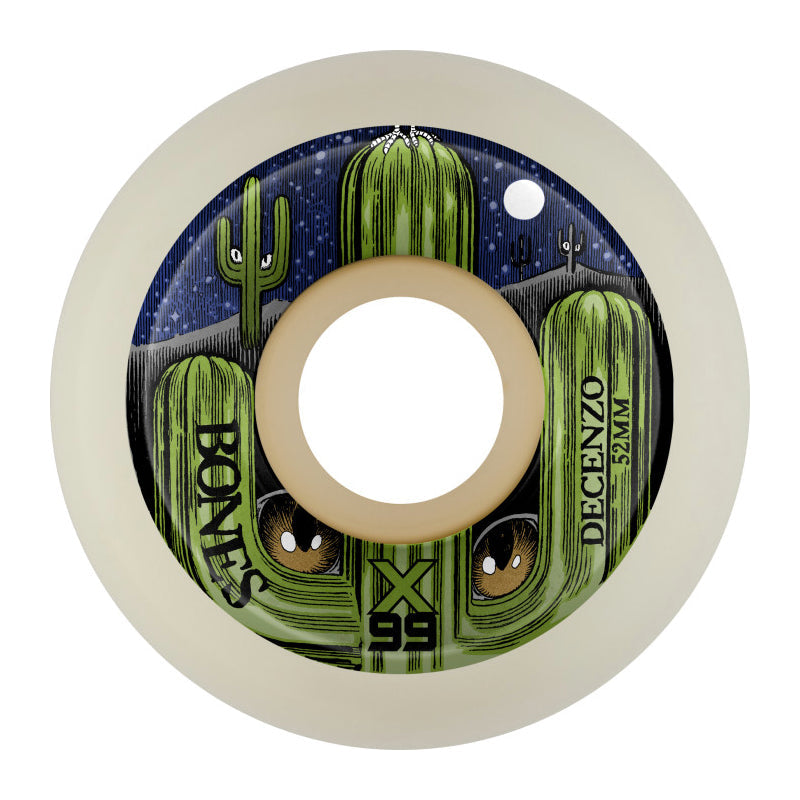 Bones Wheels X Formula Decenzo Cat Eye Cacti V5 Sidecut 99A White 52mm Skateboard Wheels (4Pk)