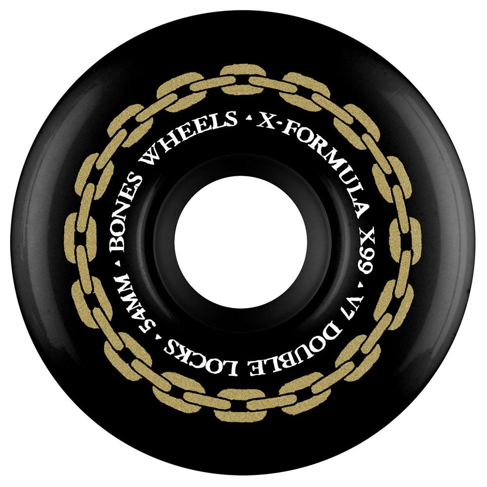 Bones Wheels X Formula V7 Double Locks 99A Black Skateboard Wheels (4Pk)