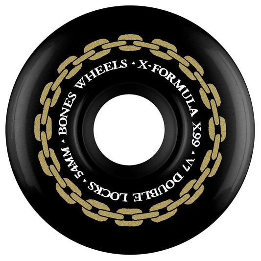 Bones Wheels X Formula V7 Double Locks 99A Black Skateboard Wheels (4Pk)
