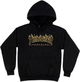Thrasher Flame Outline Hooded Sweatshirt Black/Yellow