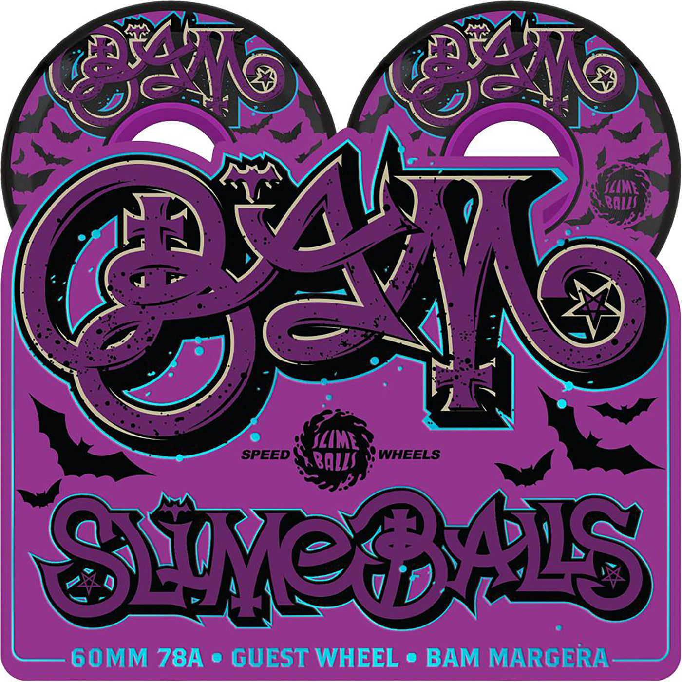 Slime Balls Bam Margera Guest OG Slime 78a Purple 60MM Skateboard Wheels