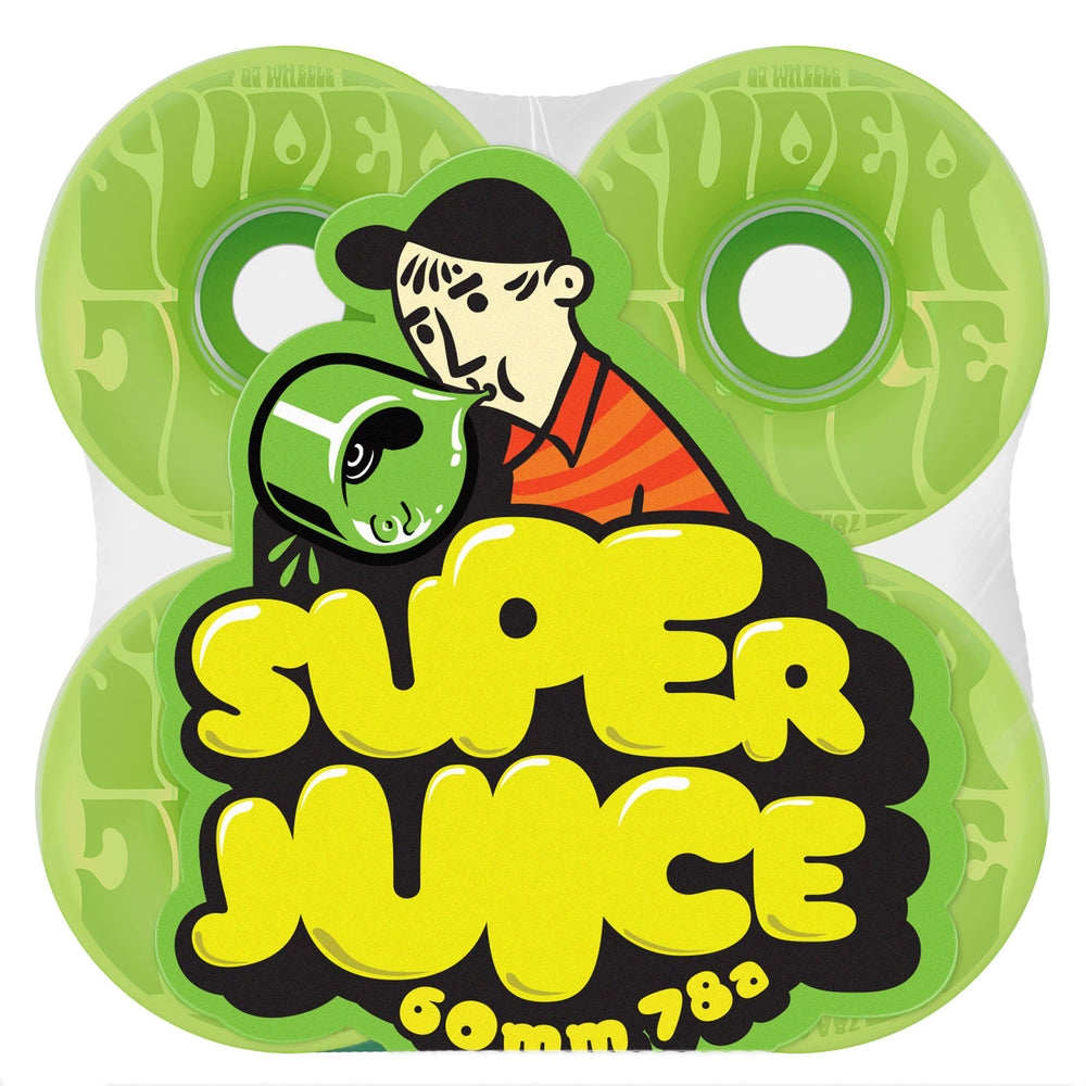OJ Wheels Mini Super Juice Bubble Gum Green 78A 60mm Skateboard Wheels (4Pk)