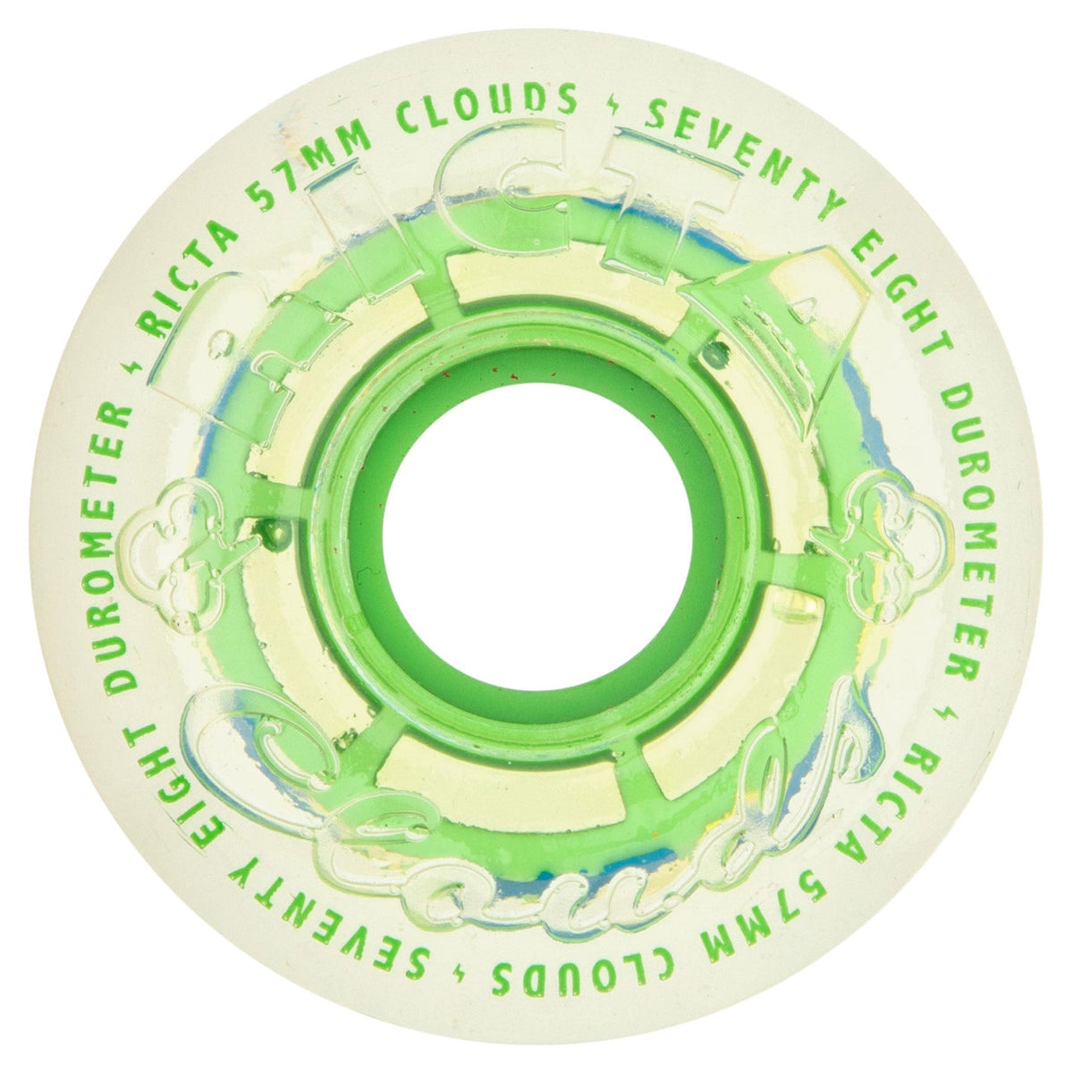 Ricta Clear Splatter Clouds Camo Green 78A 57mm Skateboard Wheels (4Pk)
