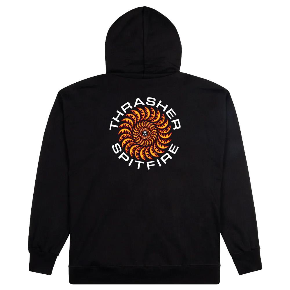 Thrasher x Spitfire Classic Swirl Hooded Sweatshirt Black