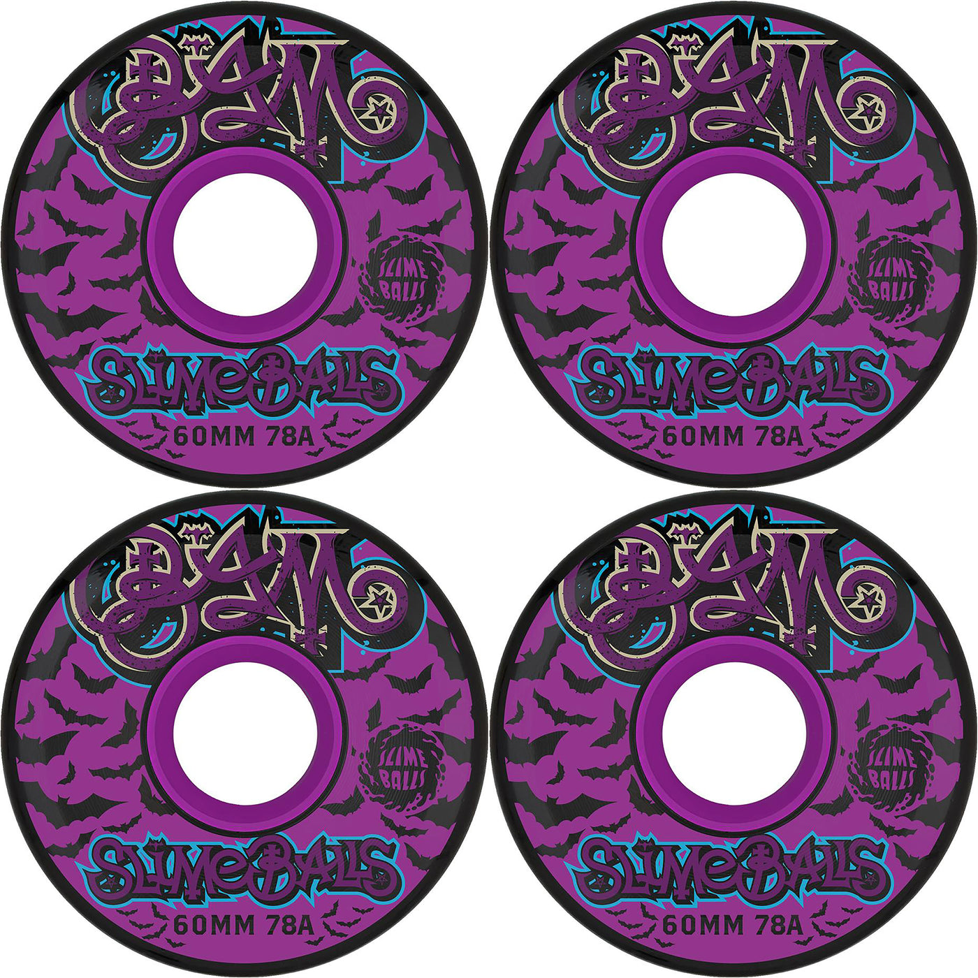 Slime Balls Bam Margera Guest OG Slime 78a Purple 60MM Skateboard Wheels