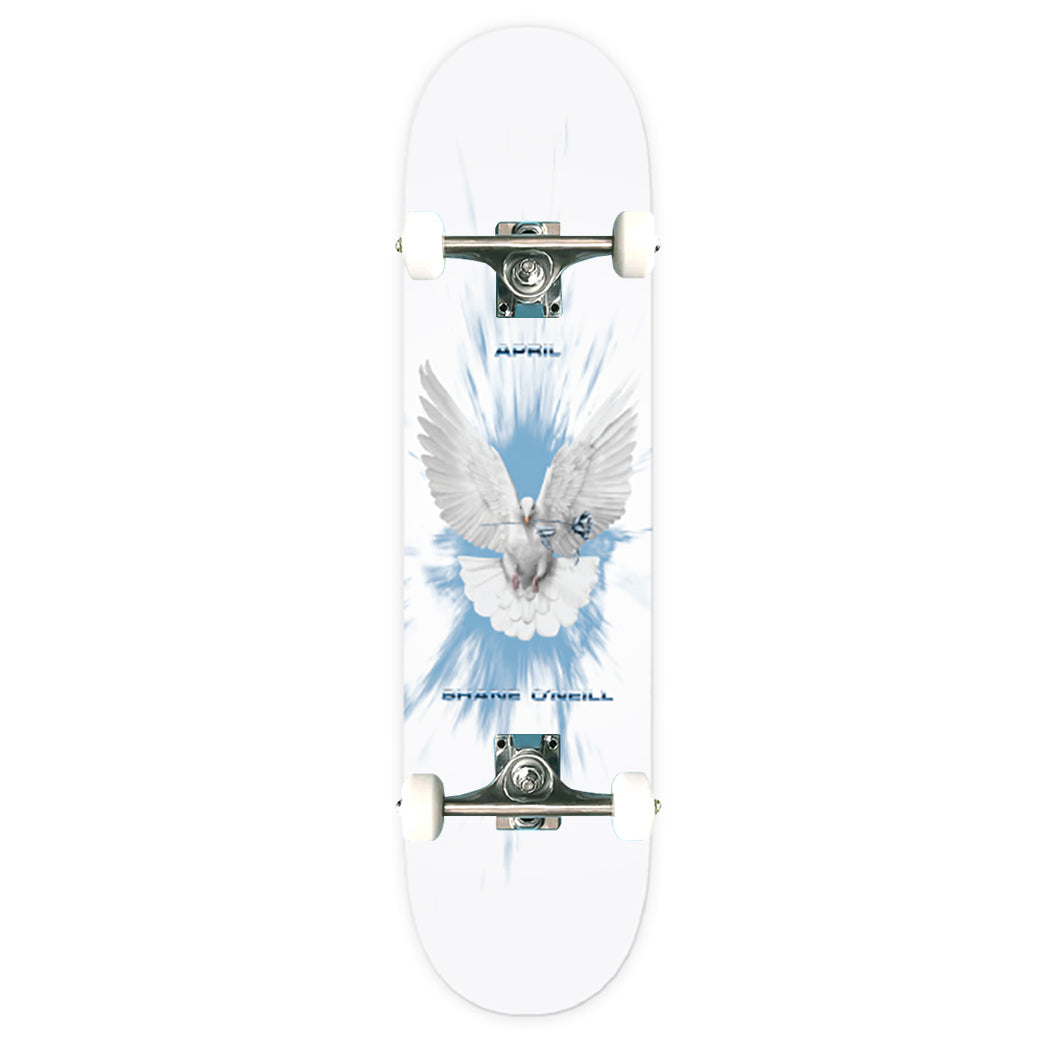 April Skateboards Shane O'Neill 'OG Dove' Complete Skateboard 8" White/Blue